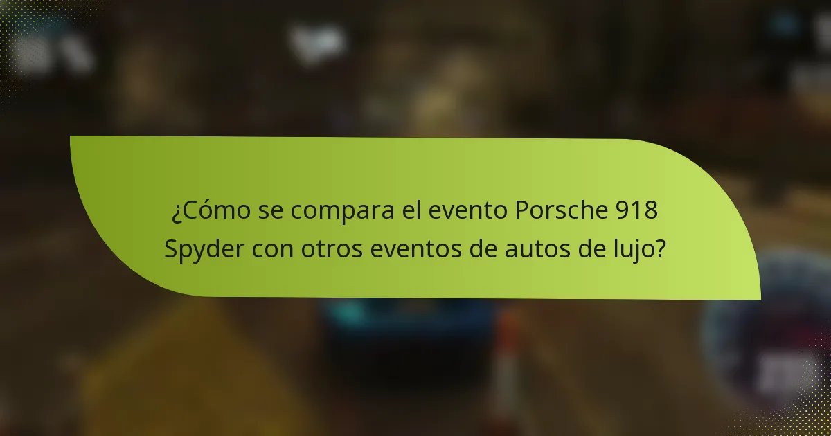 ¿Cómo se compara el evento Porsche 918 Spyder con otros eventos de autos de lujo?