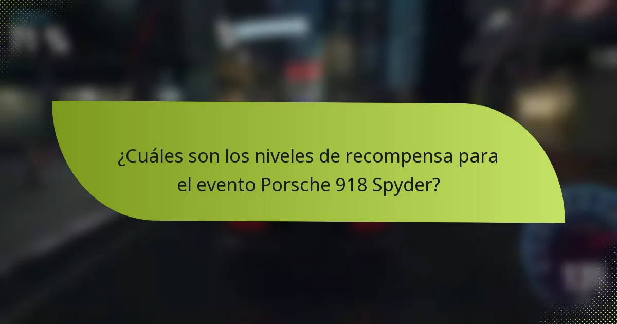 ¿Cuáles son los niveles de recompensa para el evento Porsche 918 Spyder?
