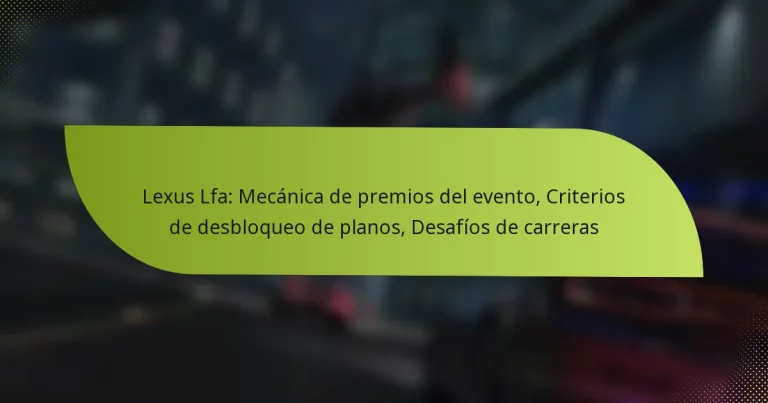 Lexus Lfa: Mecánica de premios del evento, Criterios de desbloqueo de planos, Desafíos de carreras